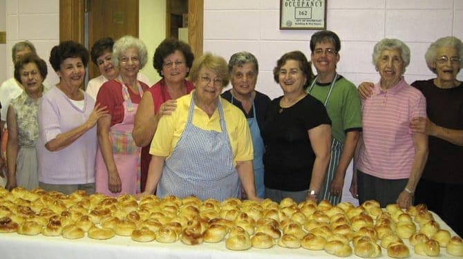 St. Peter Women’s Guild members make cheoreg, which is sweet, egg-enriched bread. The women of the guild are known throughout the diocese for their cooking and baking.