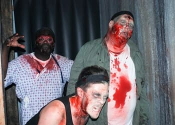 Zombie actors scare and chase after customers in what was formerly an abandoned office building. Photo by Tricia Cremo.