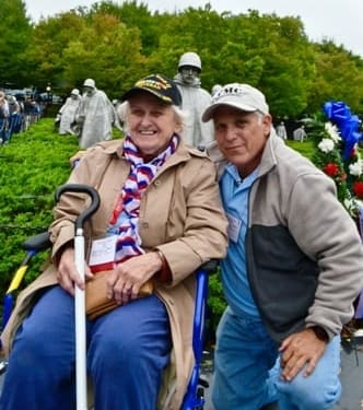 World War II veteran Betty Clark and guardian Jim Gilbert at the Korean War Memorial, Oct. 3, 2015. Submitted photo