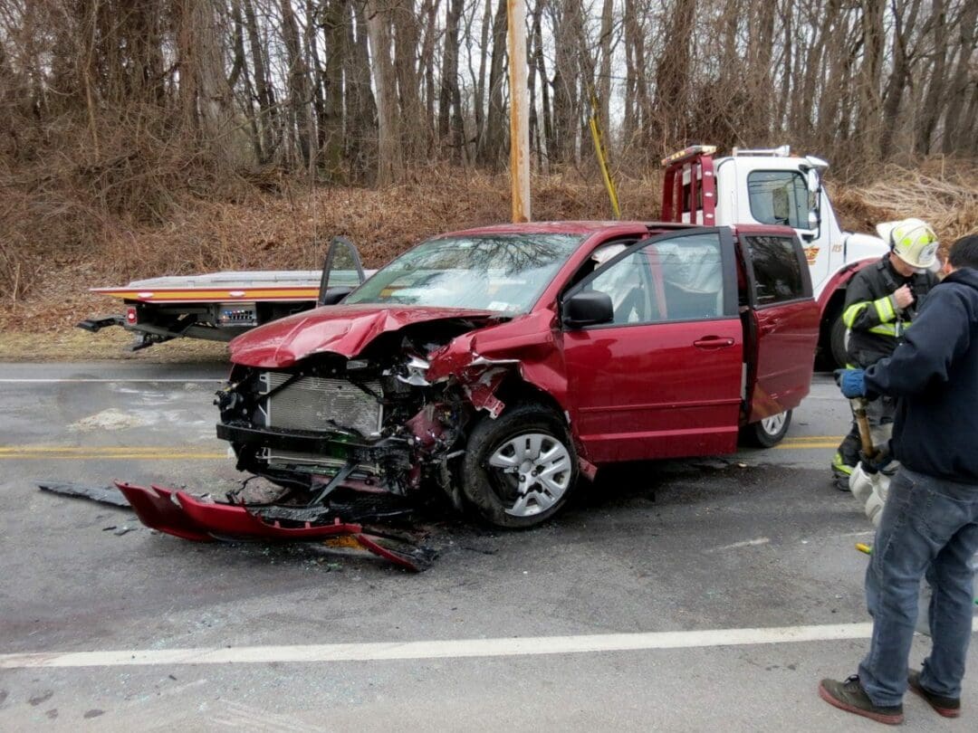 A two-car collision on Krumkill Road at Russell Road in North Bethlehem Thursday, March 24, sent a woman to the hospital in serious condition. Photo by Tom Heffernan Sr.