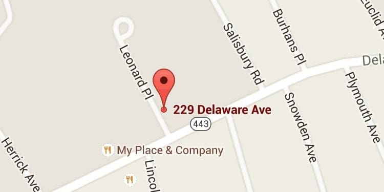 Site of proposed apartment complex at 229 Delaware Ave., near Elsmere Elementary School. Image from Google Maps