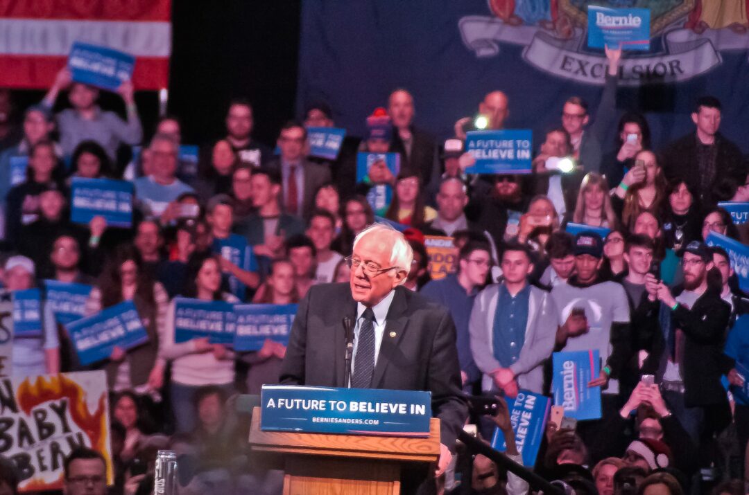 Sanders addresses thousands of supporters at Washington Armory.