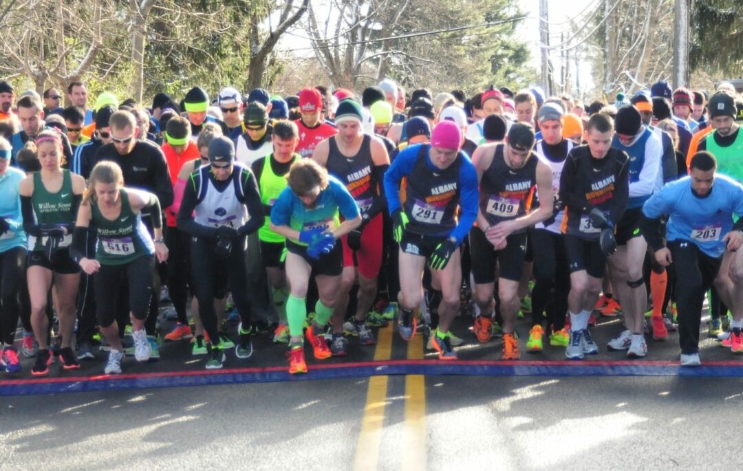 More than 440 runners braved the cold temperatures to participate in this year’s Delmar Dash Sunday, April 3. Michael Hallisey/Spotlight