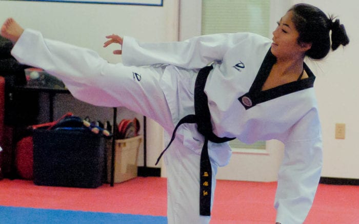 Jamie Lam will compete in the AAU National Taekowndo Team trials in September. The Colonie Central High School student trains with Joe Hasan at  Guilderland’s Pil Sung Taekwondo. Rob Jonas/Spotlight