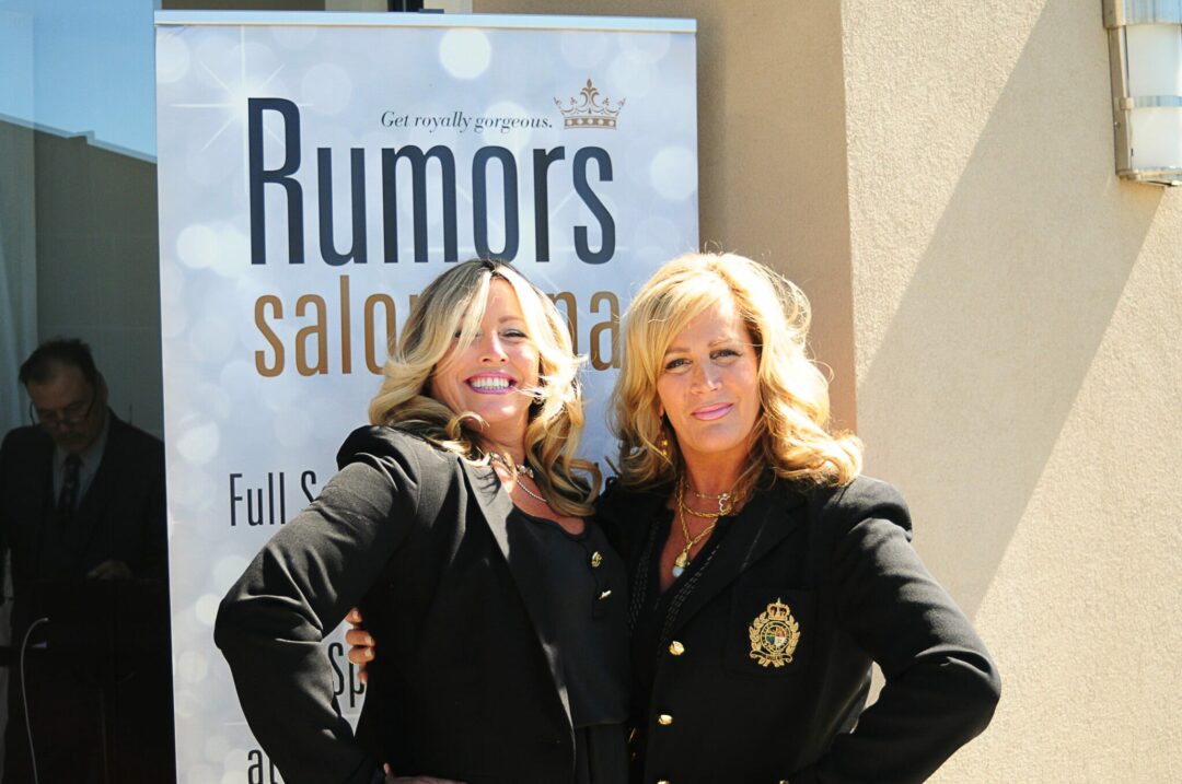Rumors Salon & Spa owners Lisa Norgrove, left, and 
Marri Aviza pose for a photo while celebrating their 
business’ 30th anniversary by announcing the launch of a new partnership with St. Peter’s Health Care Services to help women who have been diagnosed with cancer to feel ‘royally gorgeous.”  		    (Michael Hallisey / Spotlight)