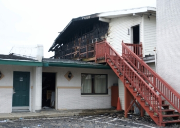 The Travelodge Inn & Suites on Route 9 in Latham was damaged by fire Saturday, Oct. 1. (photo by Jim Franco)