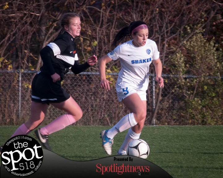 Shaker's Erin Valente, right, was named a first team All-State girls soccer player in Class AA. Jim Franco/Spotlight