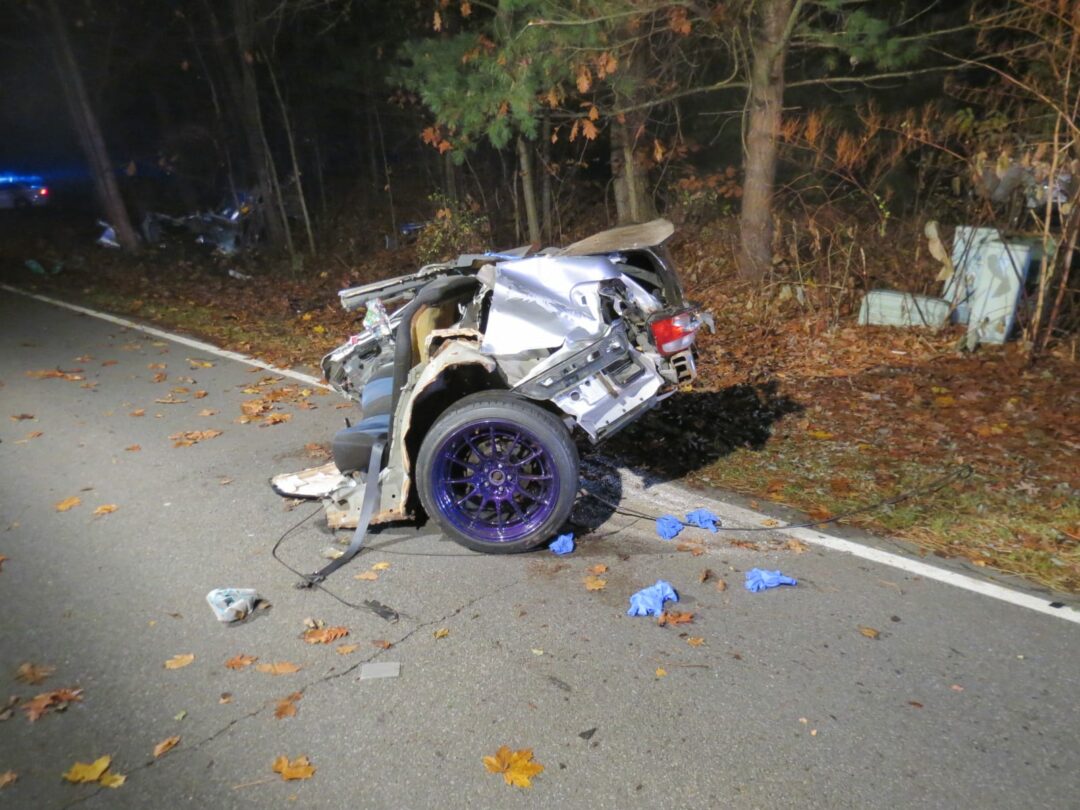 Fatal one-car accident on Bender Lane in Delmar, Saturday, Nov. 19. (Photo by Thomas Heffernan, Sr.)