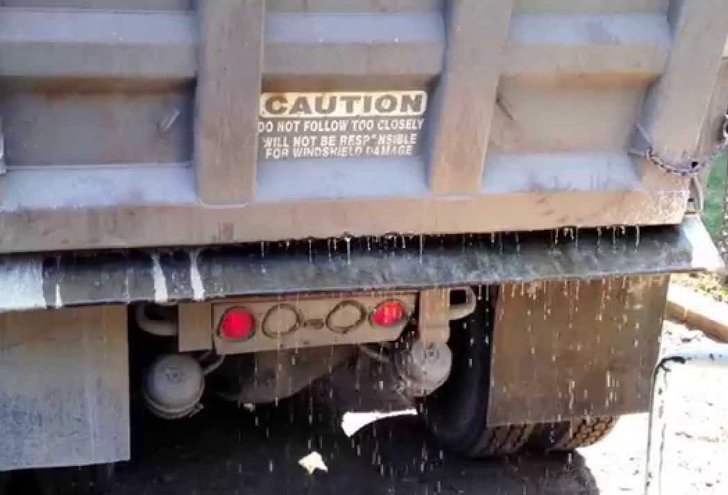 A file photo of a dump truck tailgate.