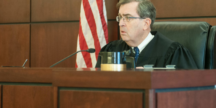 Judge Thomas Breslin while listening to oral arguments in the case against Marina Viviani (Photo by Jim Franco/Spotlight News)