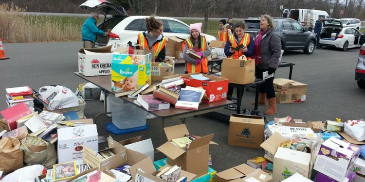 In addition to 7,560 pounds of books and cardboard gathered for recycling by Cascade Recovery, Grassroot Givers sorted out three van-loads full of high quality titles with reuse value, an estimated total of 3,000 pounds. (submitted photo)