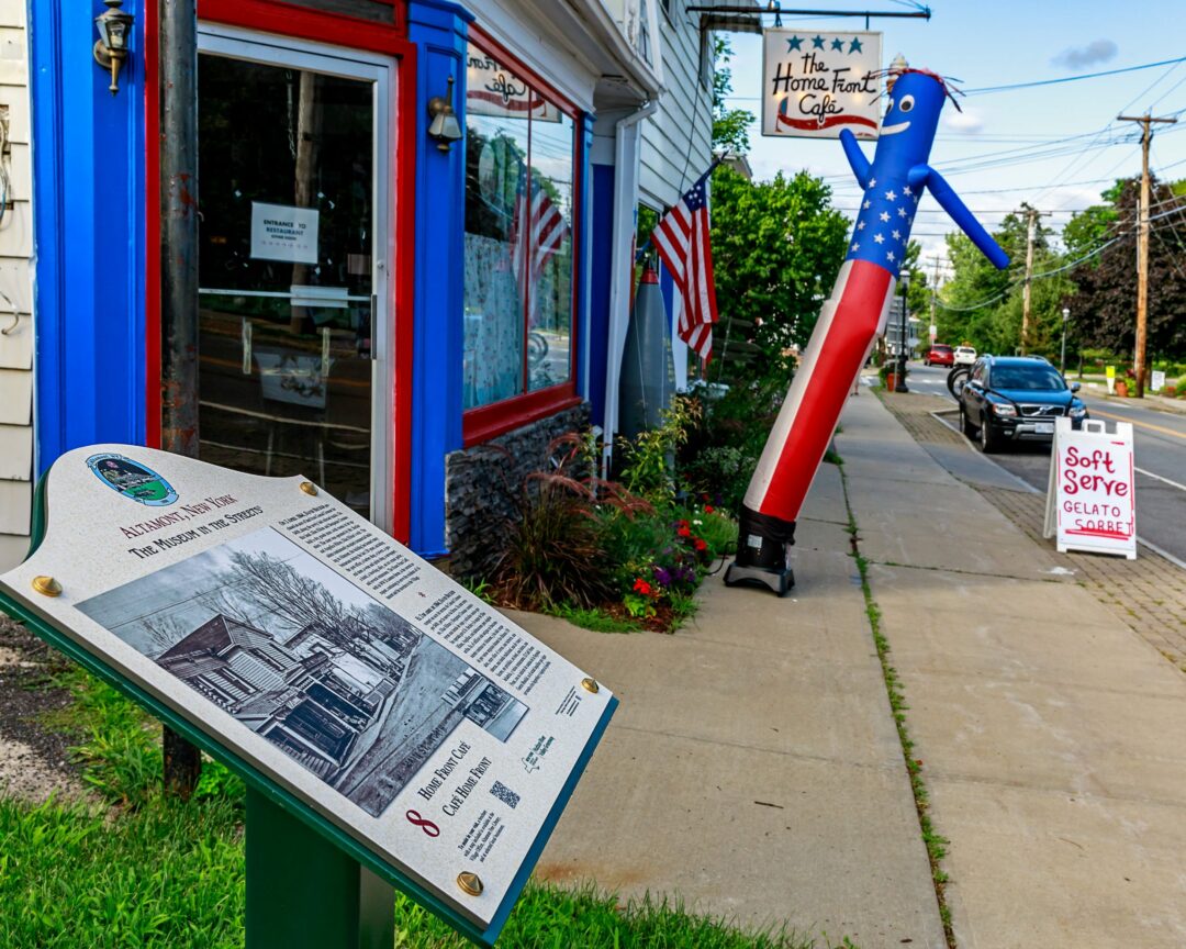 The Home Front Cafe, Altamont’s oldest building, is stop #8 along the village’s Museum in the Streets walking tour. (Photo by Ron Ginsberg)