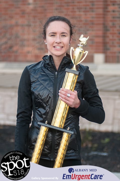 Leah Triller holds on to her first place trophy.