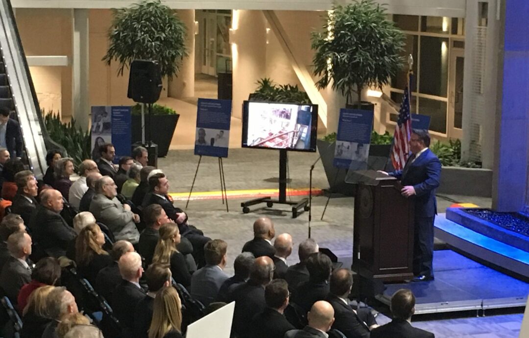 Albany County Executive Dan McCoy delivers his seventh State of the County address in the Times Union Center Atrium. // Photo: Ali Hibbs