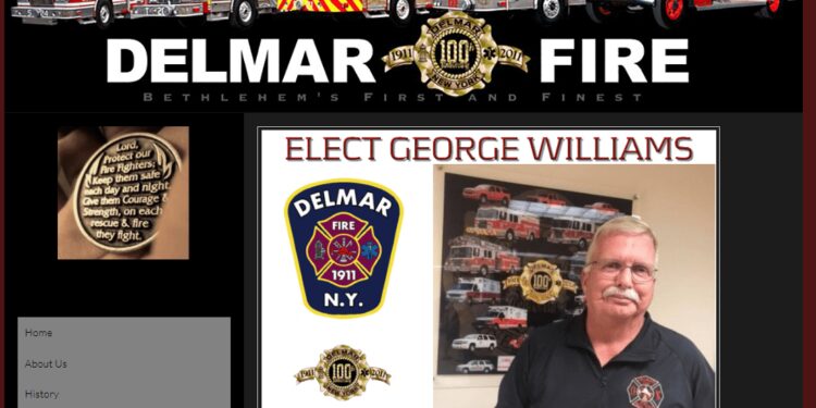 An endorsement to elect George Williams for district commissioner appears on the Delmar Fire District website. His opponent, Heather Dorsey, is crying foul. Photo via a screen capture.