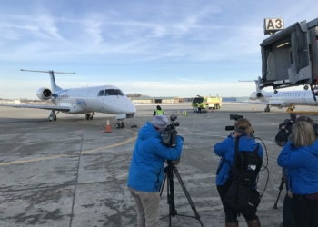 The OneJet airplane at the Albany International Airport. (Photo via the airport)