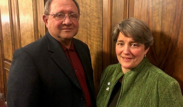 Gil Ethier (L) and Lynne Lekakis (R) are the latest Democrats named to lead their party
 in the Albany County Legislature
