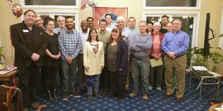 Bethlehem Toastmasters 542 celebrates their 22nd "birthday" at on Wednesday, March 21, at the Clubhouse of the Adam Station Apartment complex in Bethlehem. (Parsons is fourth from left.)