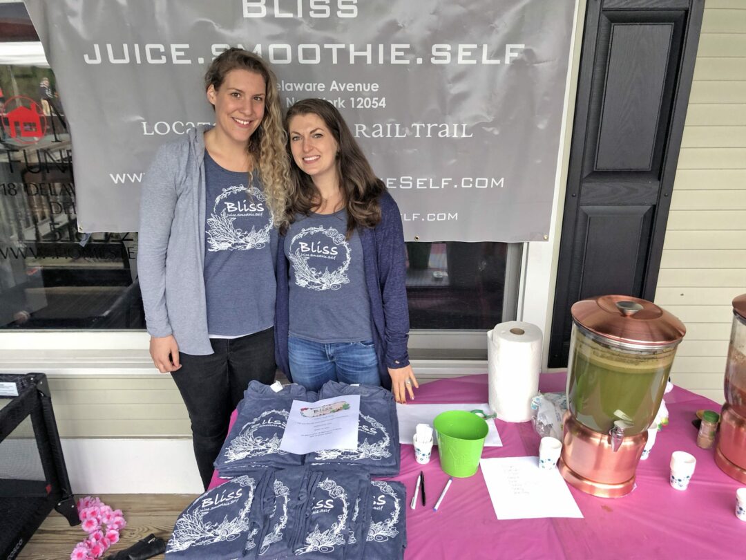 Bliss Juice Bar partners Jackie Slattery, left, and Katie Dievendorf are expected to open the refreshing, new business next to the rail trail at 278 Delaware Ave. sometime this summer.Submitted photo