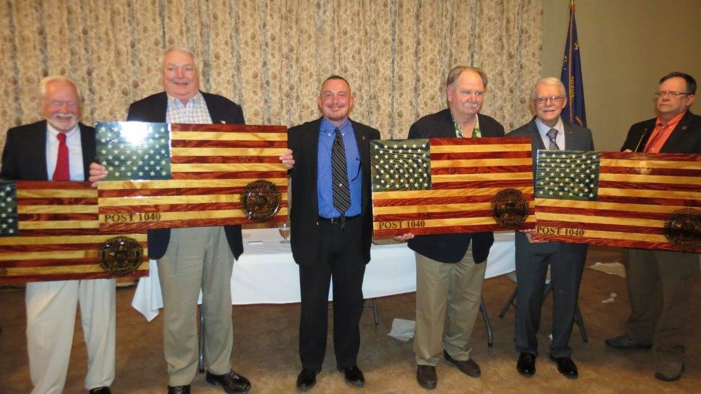 Larry Justice, Phil Giacone, Gerry Decker and Cliff Thompson are honored with the recognition of being Paid Up for Life members at The Nathaniel Adams Blanchard Legion Post #1040 on Sunday, April 29.
Photo by Thomas Heffernan, Sr. / Special to Spotlight News
