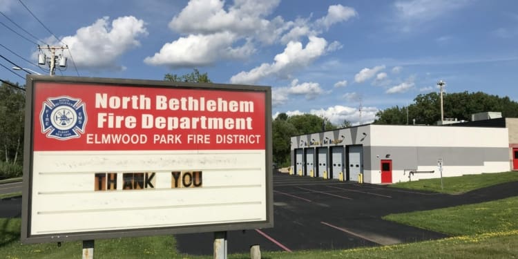 The North Bethlehem Fire Department and Elmwood Park Fire District, hope to replace this 30 year old sign with an oversize, elegant electronic display board. 
Michael Hallisey / Spotlight News