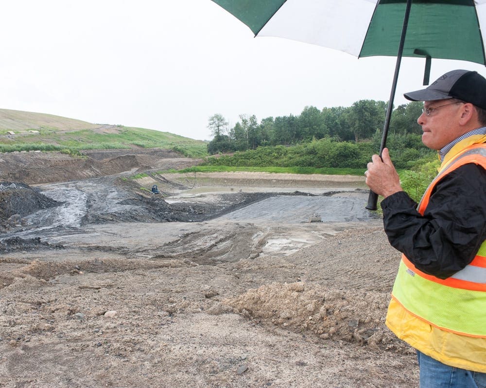 Town Engineer Matt McGarry looks at the new cell being built at the Colonie Landfill. Jim Franco/Spotlight News