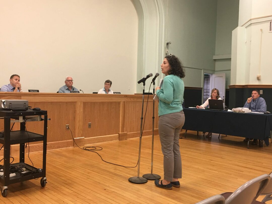 Victoria Russo, above, brings up benefits of keeping backyard ducks to the Planning Board Members.
Diego Cagara / 
Spotlight News