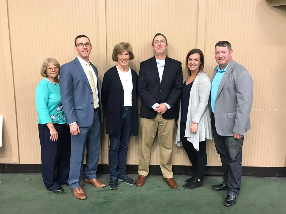 From left:Ellen Rosano, second vice chair, Kyle Simmons, first vice chair, Linda Murphy, Town Board member, George Penn, chairman, Melissa Jeffers Von Dollen, treasurer and Town Board member, and Jack Flynn, Albany County Democratic Committee chairman.
Photo submitted.