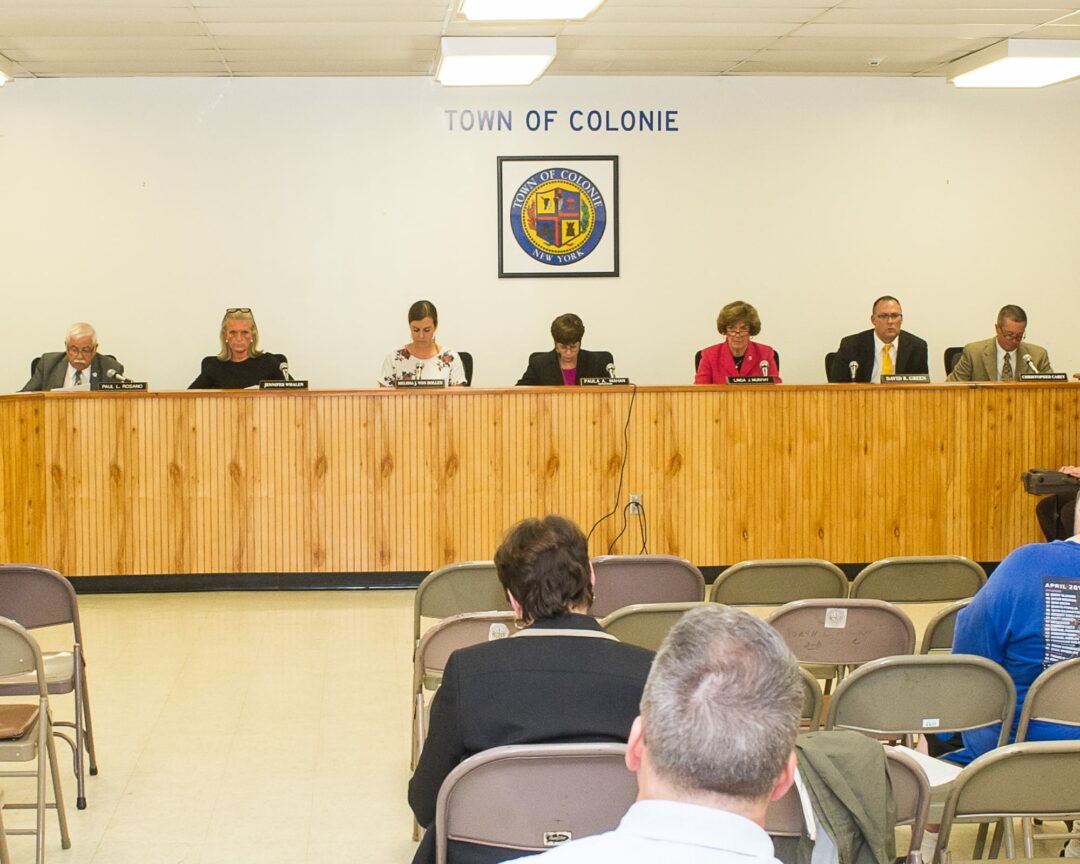 The Colonie Town Board at a recent meeting. Jim Franco / Spotlight News