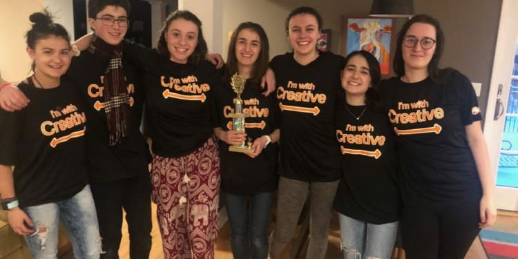 One of of Bethlehem Central High School’s two Odyssey of the Mind teams displays the Region 7 competition trophy earned earlier this month. All six teams will compete in Binghamton on Saturday.
Submitted photo