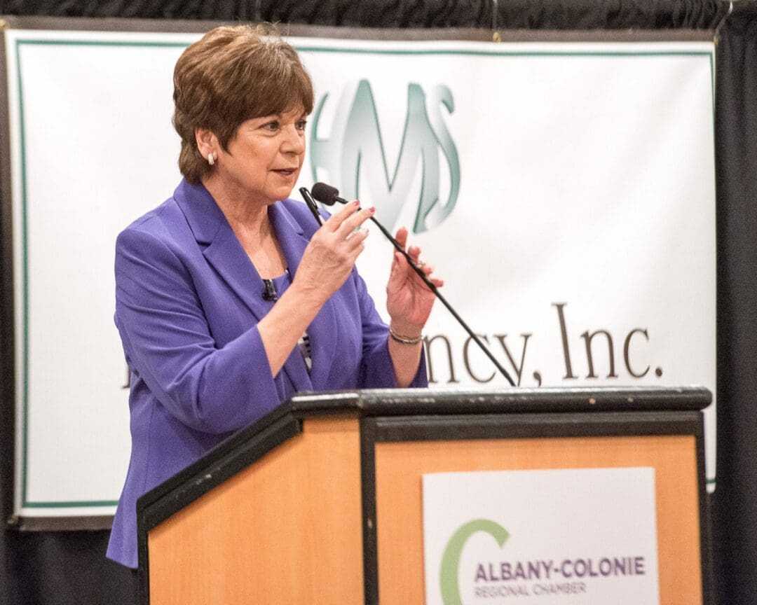 Town Supervisor Paula Mahan gave her State of the Town Address at the Colonie Chamber of Commerce breakfast on Jan. 15.
Jim Franco / Spotlight News