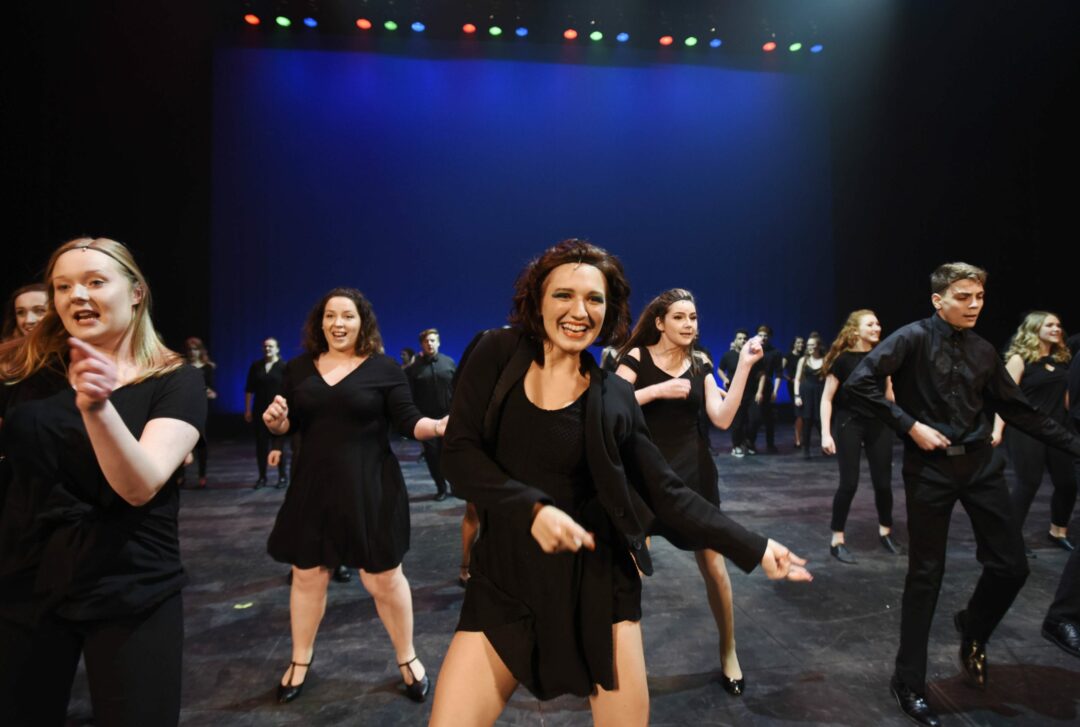 Students from 30 schools Capital Region schools including Signe Naranjo from South Glens Falls High School, center, rehearse for the 3rd Annual High School Musical Theatre Awards on the MainStage at Proctors Saturday, May 11, 2019.      Kate Penn