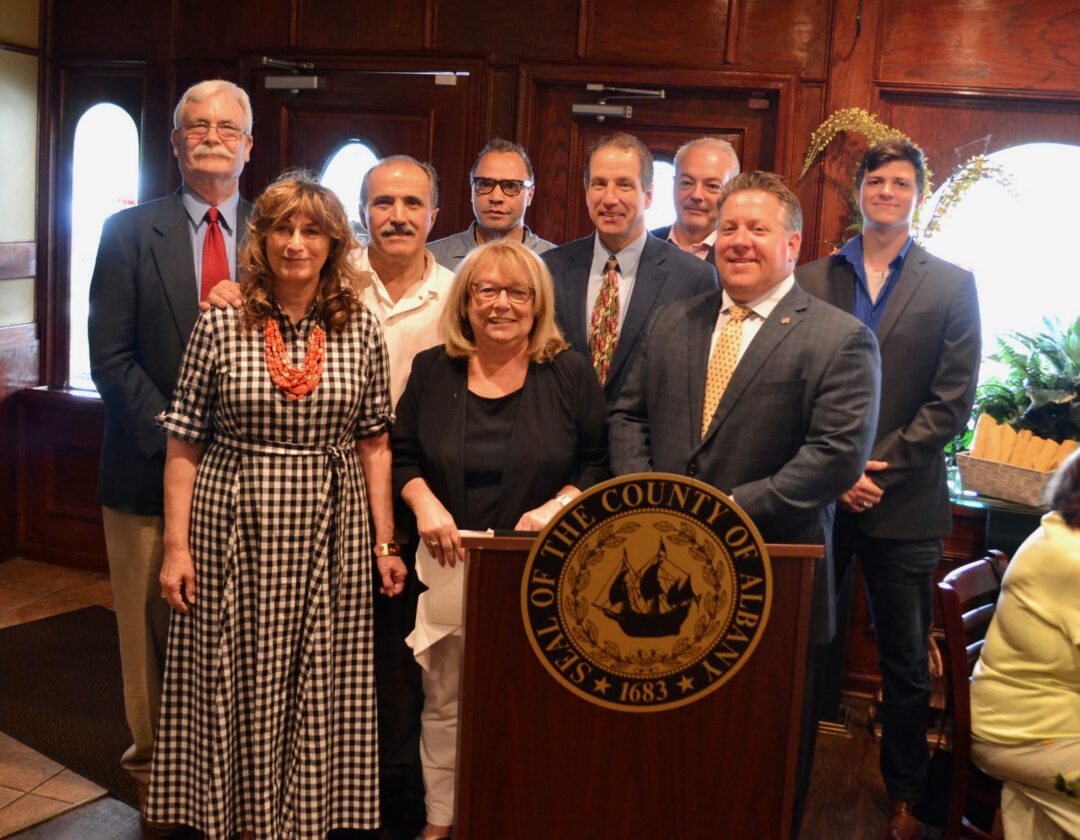 Pictured are County Executive McCoy, Albany County Department for Aging Commissioner Deb Riitano along with Albany County Legislators Bill Reinhardt and Mark Grimm, Tesoro owners Michele and Raffaele Sainato and Department for Aging staff.
(photo submitted) 