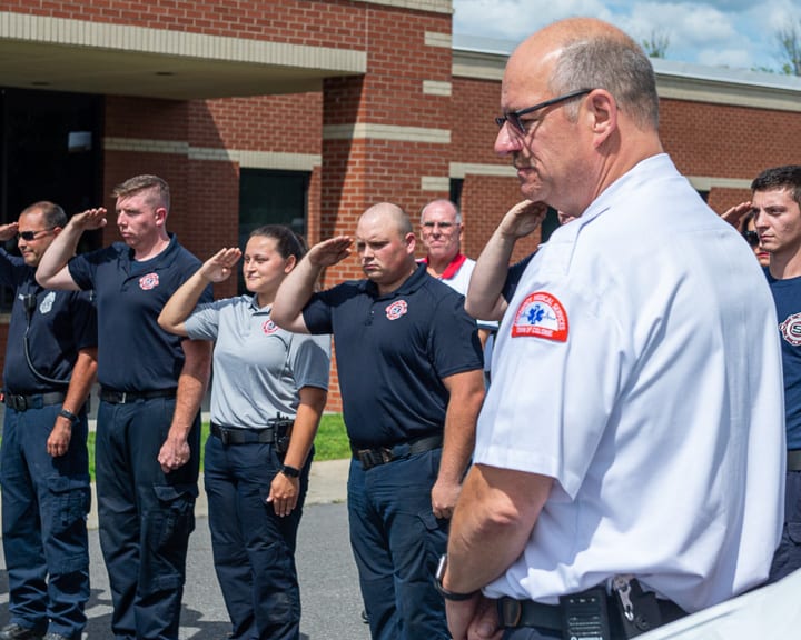 Outgoing EMS Chief Peter Berry at his walking out ceremony on Friday, Aug. 25.


Jim Franco/Spotlight News