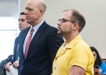 Brian Tromans and his attorney, Lee Kindlon, during his sentencing in Albany County Court (Jim Franco/Spotlight News)