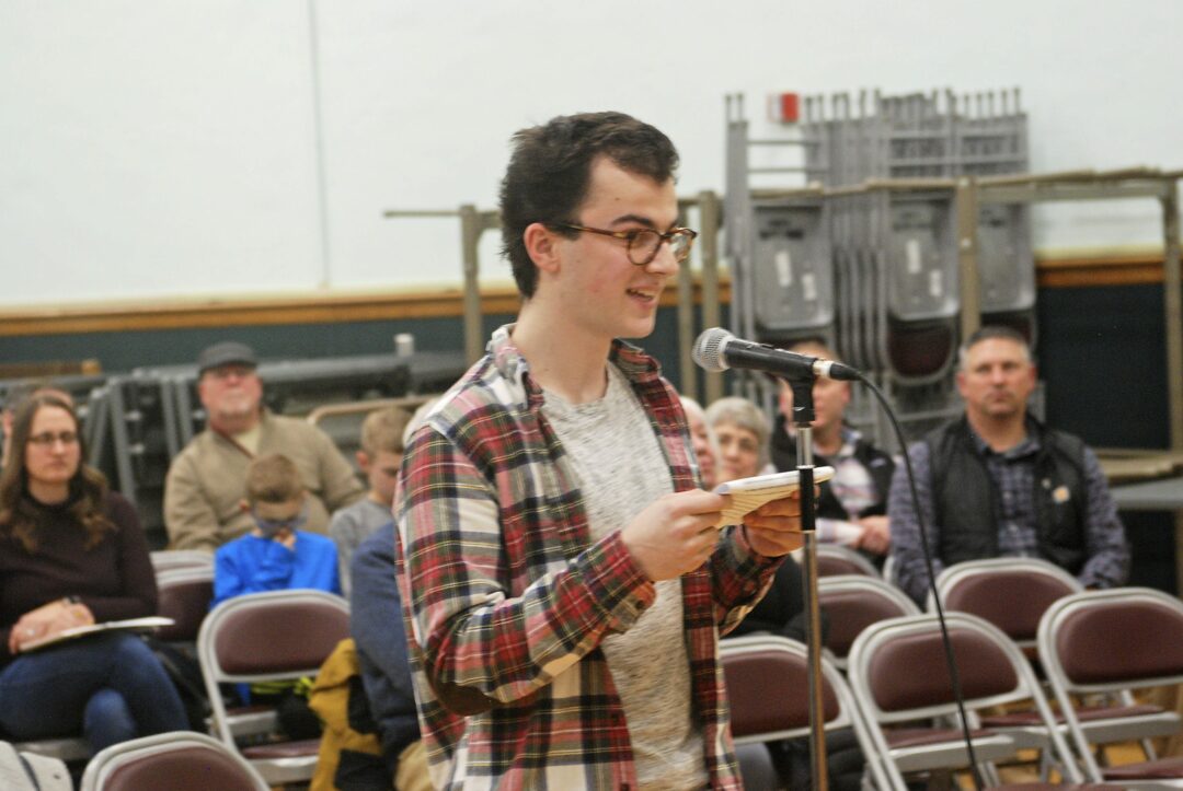 Bethlehem Central High School senior Luke Johnson, above, was among the numerous speakers at the Feb. 12 Town Board meeting who supported rebuilding the dive pool, saying it represents many people’s childhoods. Diego Cagara / Spotlight News