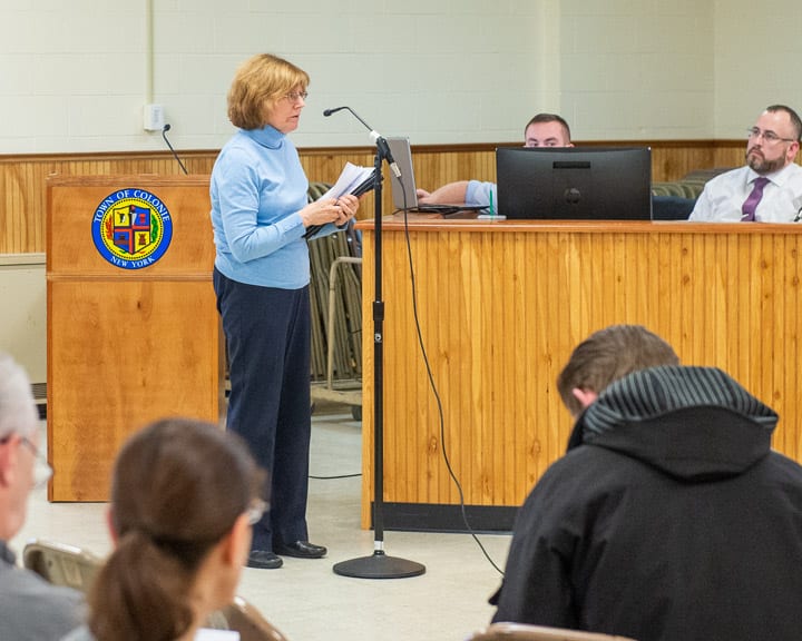 Aimee McKane speaks in front of the Planning Board on Tuesday, Feb. 25 about traffic on Homestead Drive.
Jim Franco/Spotlight News.