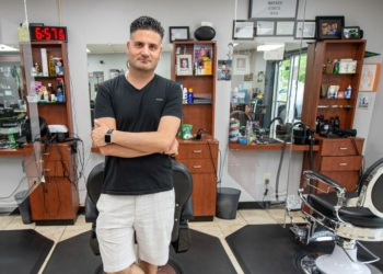 Domenico Figliomeni, the proprietor of Dominic’s Barbershop (Jim Franco/Spotlight News)