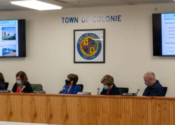 The Colonie Town Board during an informational meeting about the Stony Creek Reservoir (Jim Franco/Spotlight News)