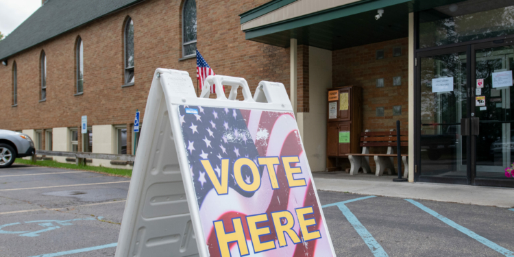 A sign outside the Pine Grove United Methodist Church on Central Avenue advertising that it is hosting early voting for the 2021 primary culminating on June 22.

Jim Franco / Spotlight News