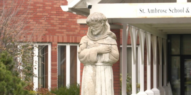 A statue outside St. Ambrose in Latham
(Photo submitted)