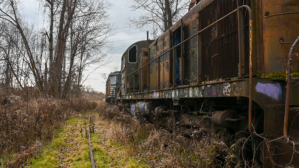 Historic locomotives at the Port of Albany, Glenmont site