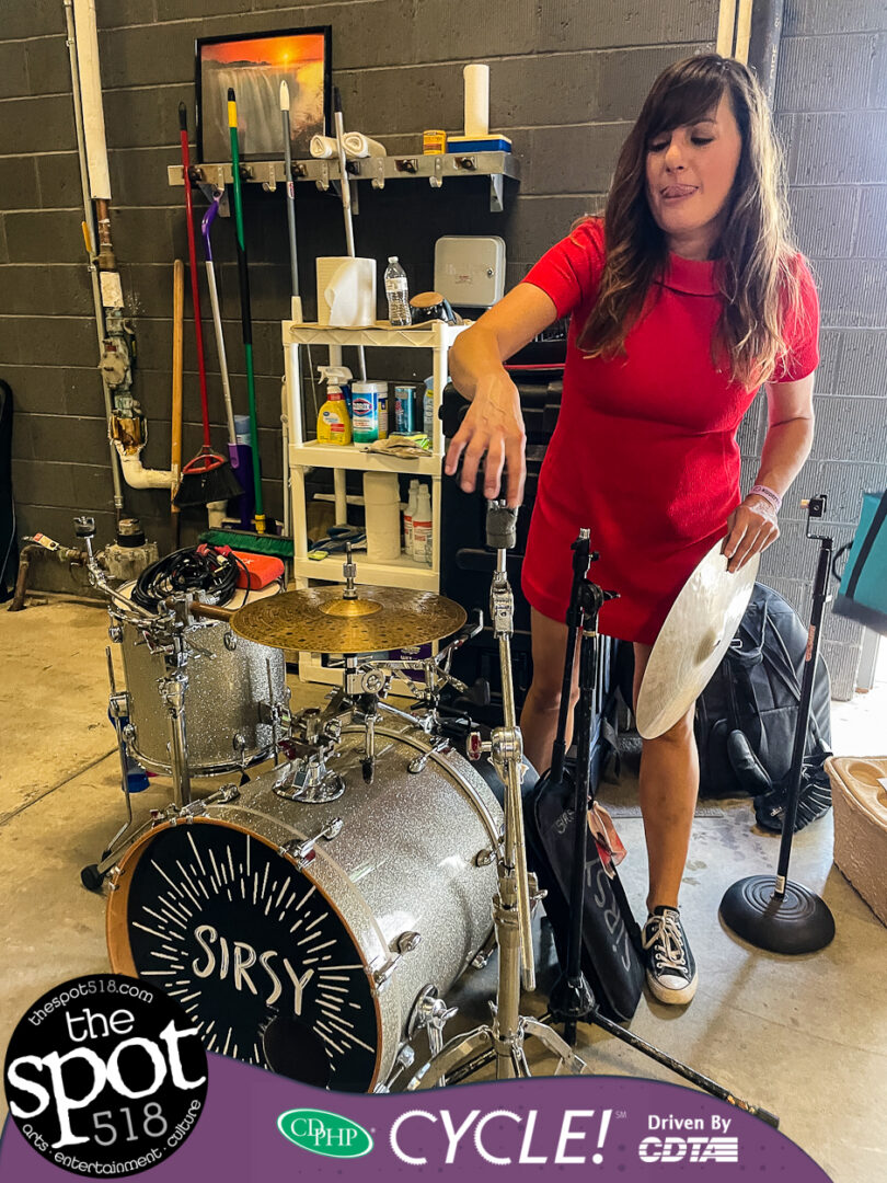 SIRSY's Melanie Krahmer assembling her drum kit backstage before her set at Nipperfest 2022.