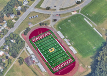 A rendering of what the football field could look like with synthetic turf.
South Colonie School District