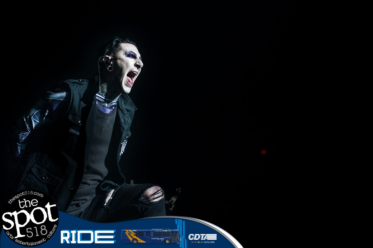 Motionless in White performing at Albany's MVP Arena during a stop of the Trinity of Terror tour on Friday, Nov. 18. Photo by Michael Hallisey / The Spot 518