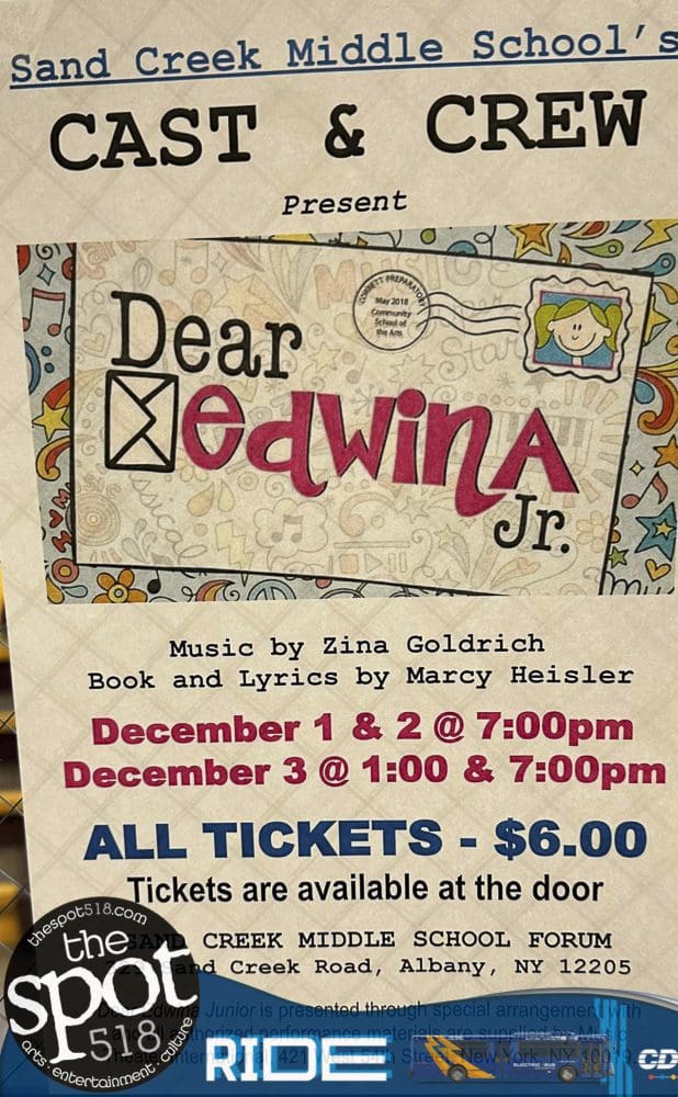 Sand Creek Middle School presents Dear Edwina Jr runs December 1-3.