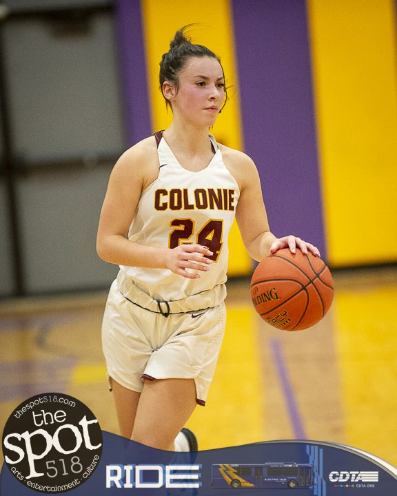 The Colonie Varsity Girls Basketball team took on Webster Schroeder at the Amsterdam Holiday College Showcase on December 28