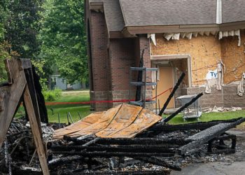 The Blessed Virgin Mary of Czestochowa Church, located at 250 Maxwell Road was significantly damaged when the fire spread from the brush to buildings. Photo by John McIntyre/Spotlight News