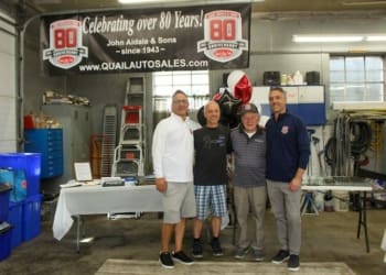 Stephen Aidala, John Anthony Aidala, John Aidala, and Greg Aidala together at the 80th Anniversary Celebration of Quail Auto Sales, Saturday, June 24,2023.