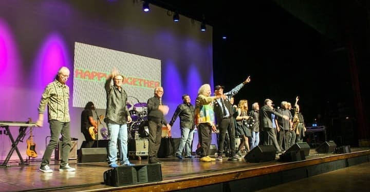Musicians from the Happy Together Tour 2023 on stage at the show's finale at the Palace Theatre in Albany, NY, Tuesday, August 1,2023.